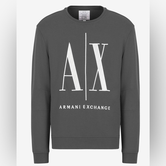 ARMANI EXCHANGE ICON LOGO CREW NECK SWEATSHIRT (DARK GRAY) - Picture 2 of 5